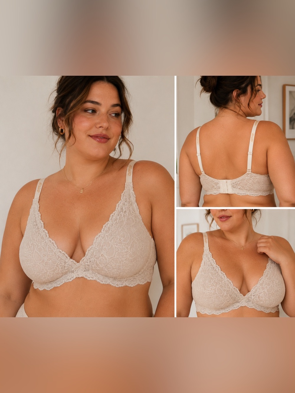 Aerie Nude Floral Lace Lightly Lined Bra 40D